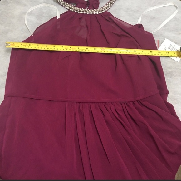 🌹David’s Bridal Short Chiffon Dress Beaded Sangria - Picture 2 of 3